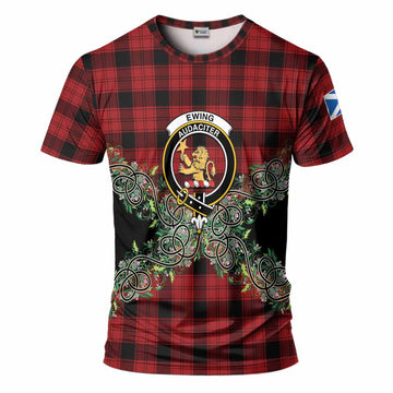 Ewing Tartan T-Shirt Thistle Scottish Spirit