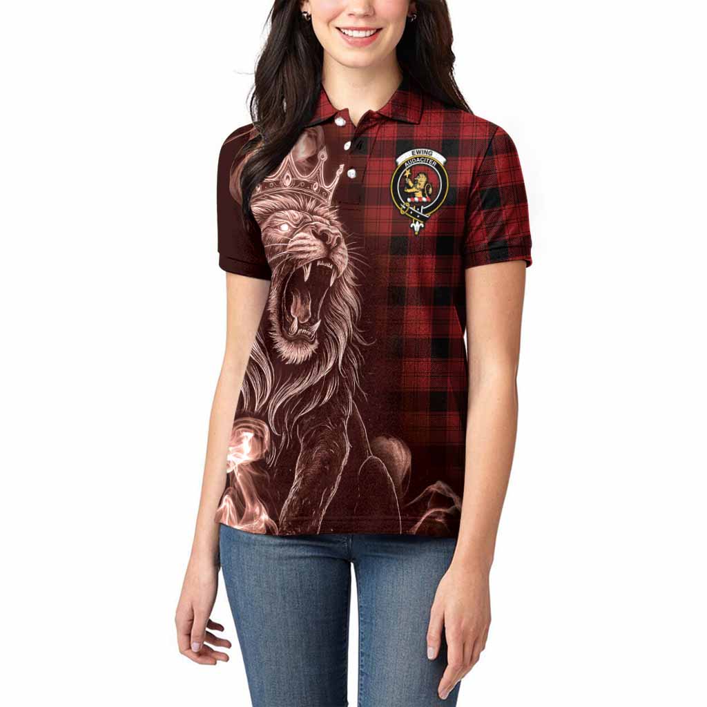 Ewing Tartan Women Polo Shirt Roaring Lion Heritage