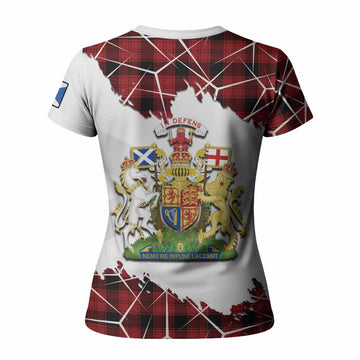Ewing Tartan Women T shirt with Family Crest and Lion Rampant Grunge Style