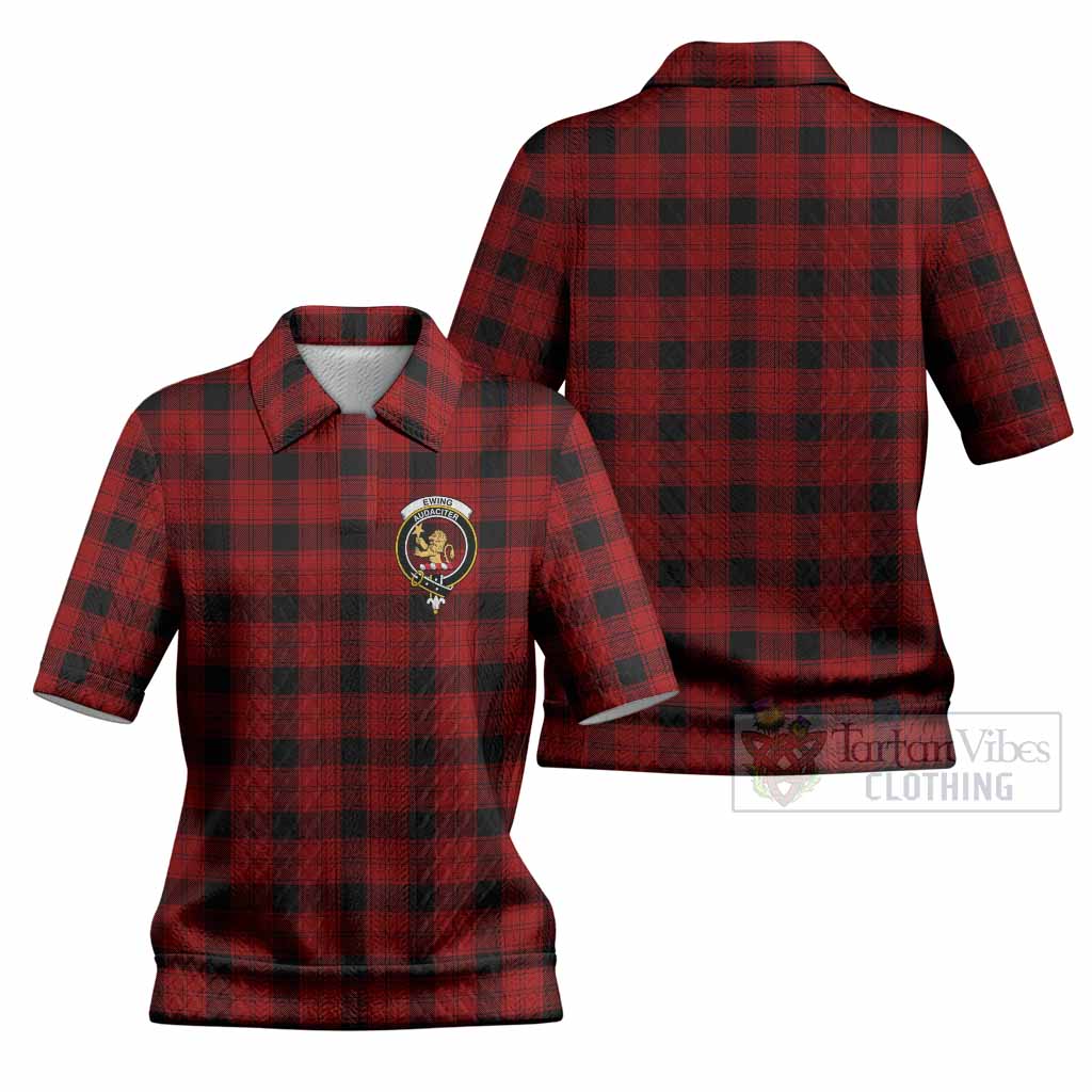 Ewing Tartan Women’s Polo Sweater Top with Family Crest