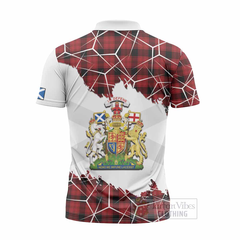 Ewing Tartan Zipper Polo Shirt with Family Crest and Lion Rampant Grunge Style