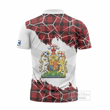 Ewing Tartan Zipper Polo Shirt with Family Crest and Lion Rampant Grunge Style