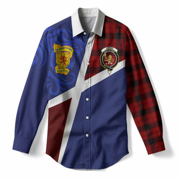 Ewing The Scottish Football Crest Women Casual Shirt Lion-Tartan Army