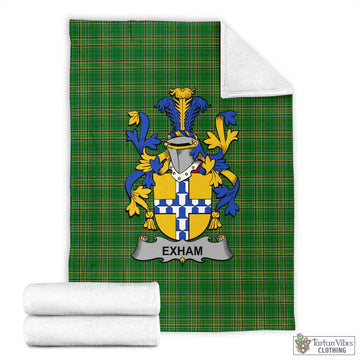 Tartan Vibes Clothing Exham Irish Clan Tartan Blanket with Coat of Arms