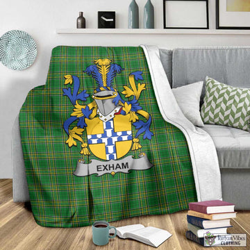 Tartan Vibes Clothing Exham Irish Clan Tartan Blanket with Coat of Arms