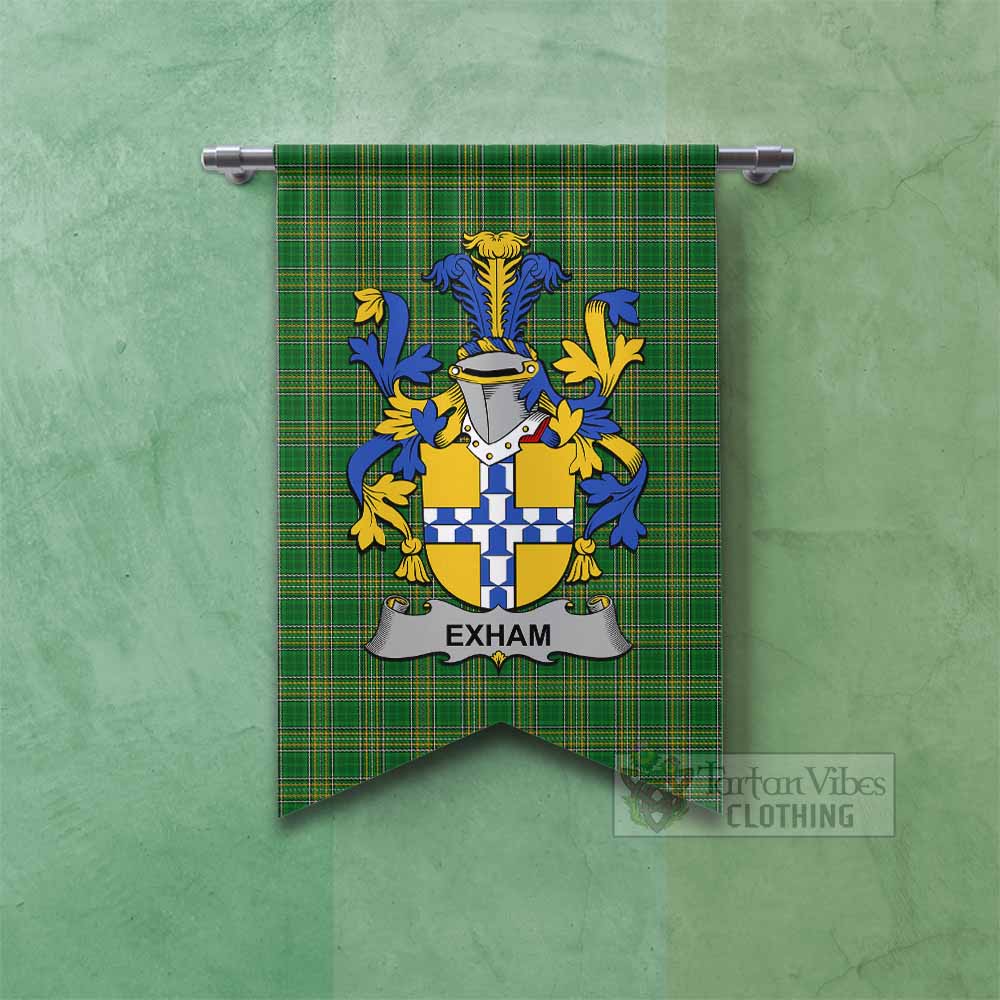 Tartan Vibes Clothing Exham Irish Clan Tartan Gonfalon, Tartan Banner with Coat of Arms