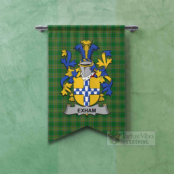 Exham Irish Clan Tartan Gonfalon, Tartan Banner with Coat of Arms