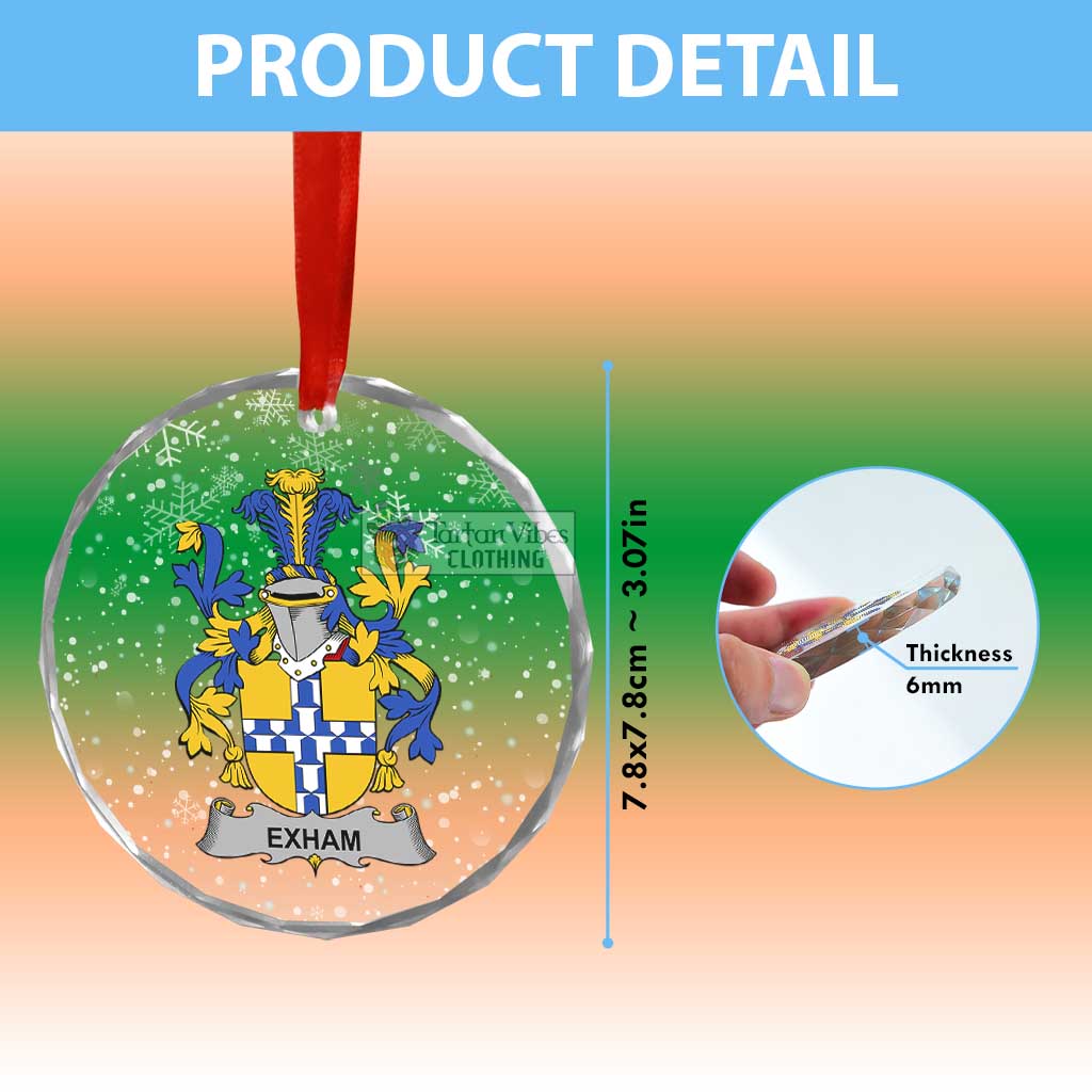 Tartan Vibes Clothing Exham Irish Clan Christmas Glass Ornament with Coat of Arms