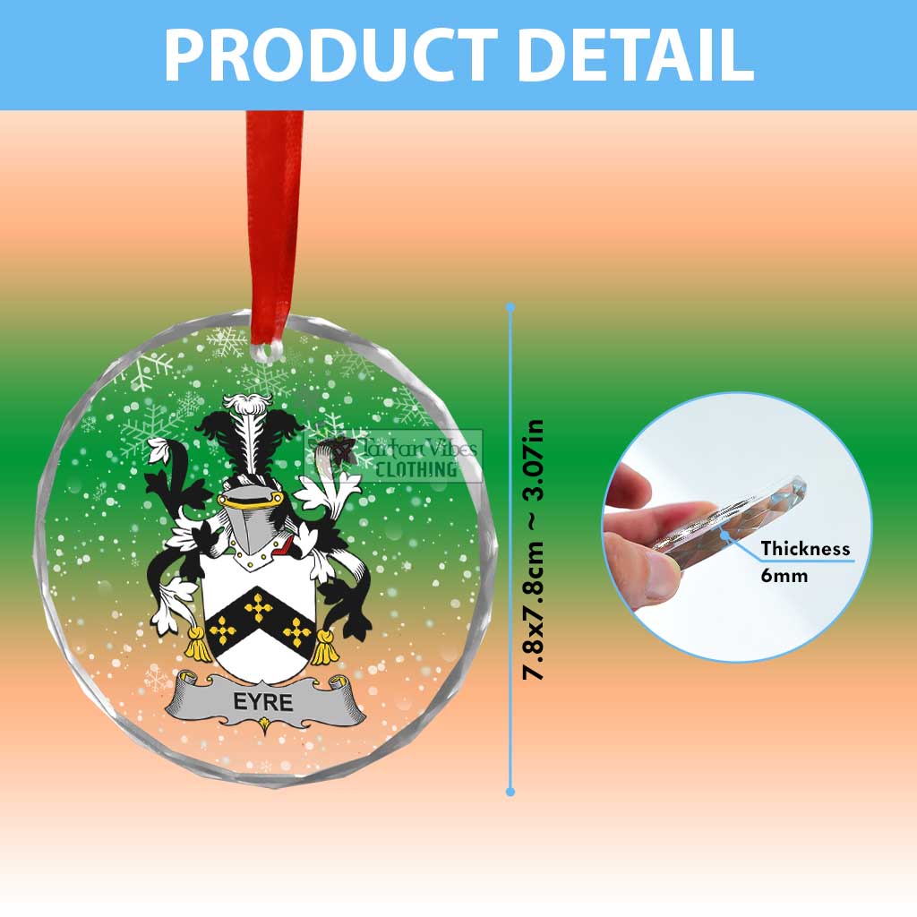 Eyre Irish Clan Christmas Glass Ornament with Coat of Arms - 2D-tartanvibesclothing