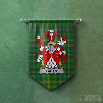 Tartan Vibes Clothing Fagan Irish Clan Tartan Gonfalon, Tartan Banner with Coat of Arms