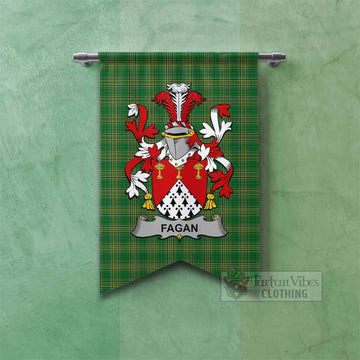 Tartan Vibes Clothing Fagan Irish Clan Tartan Gonfalon, Tartan Banner with Coat of Arms