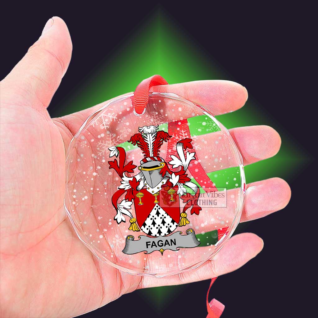 Tartan Vibes Clothing Fagan Irish Clan Christmas Glass Ornament with Coat of Arms