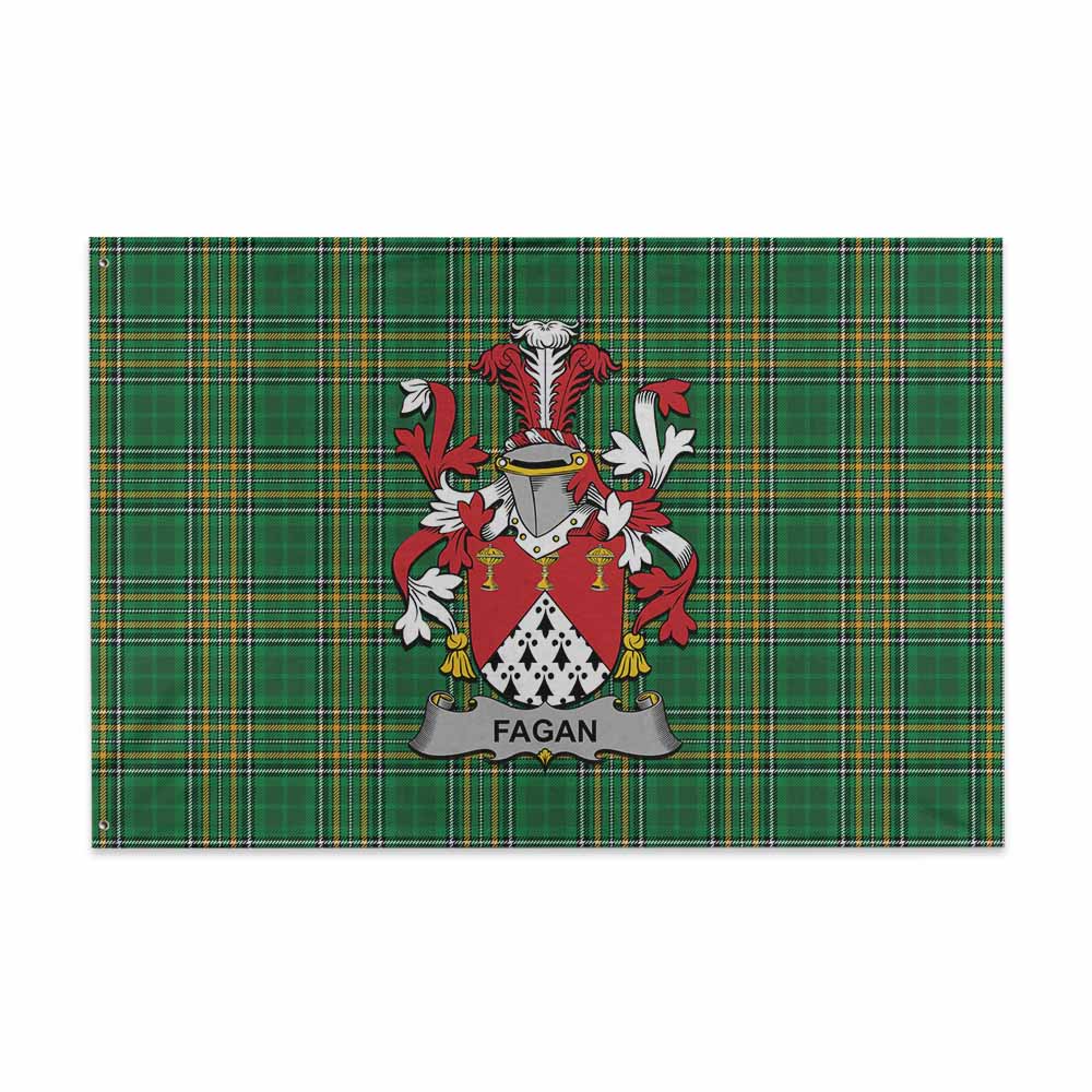 Tartan Vibes Clothing Fagan Irish Clan Tartan House Flag with Coat of Arms