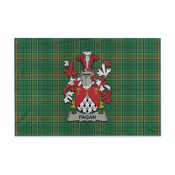 Tartan Vibes Clothing Fagan Irish Clan Tartan House Flag with Coat of Arms