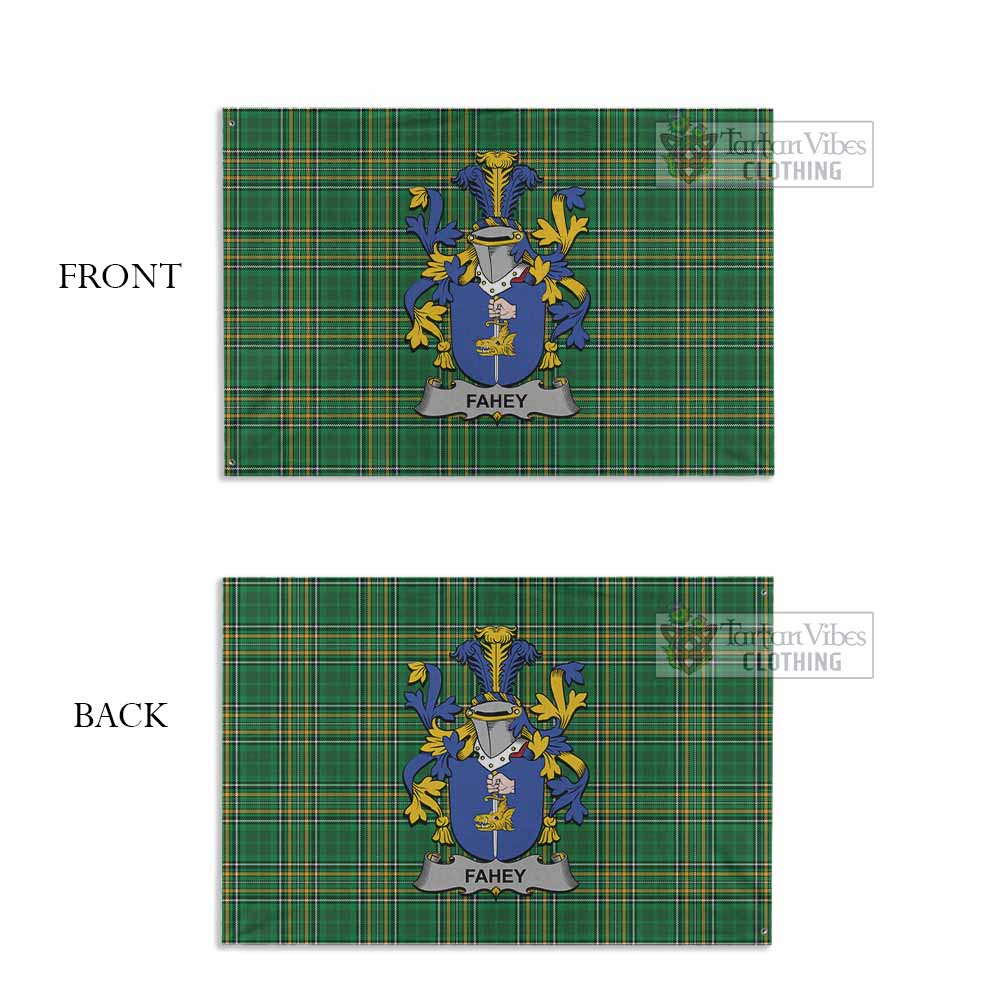 Tartan Vibes Clothing Fahey Irish Clan Tartan House Flag with Coat of Arms