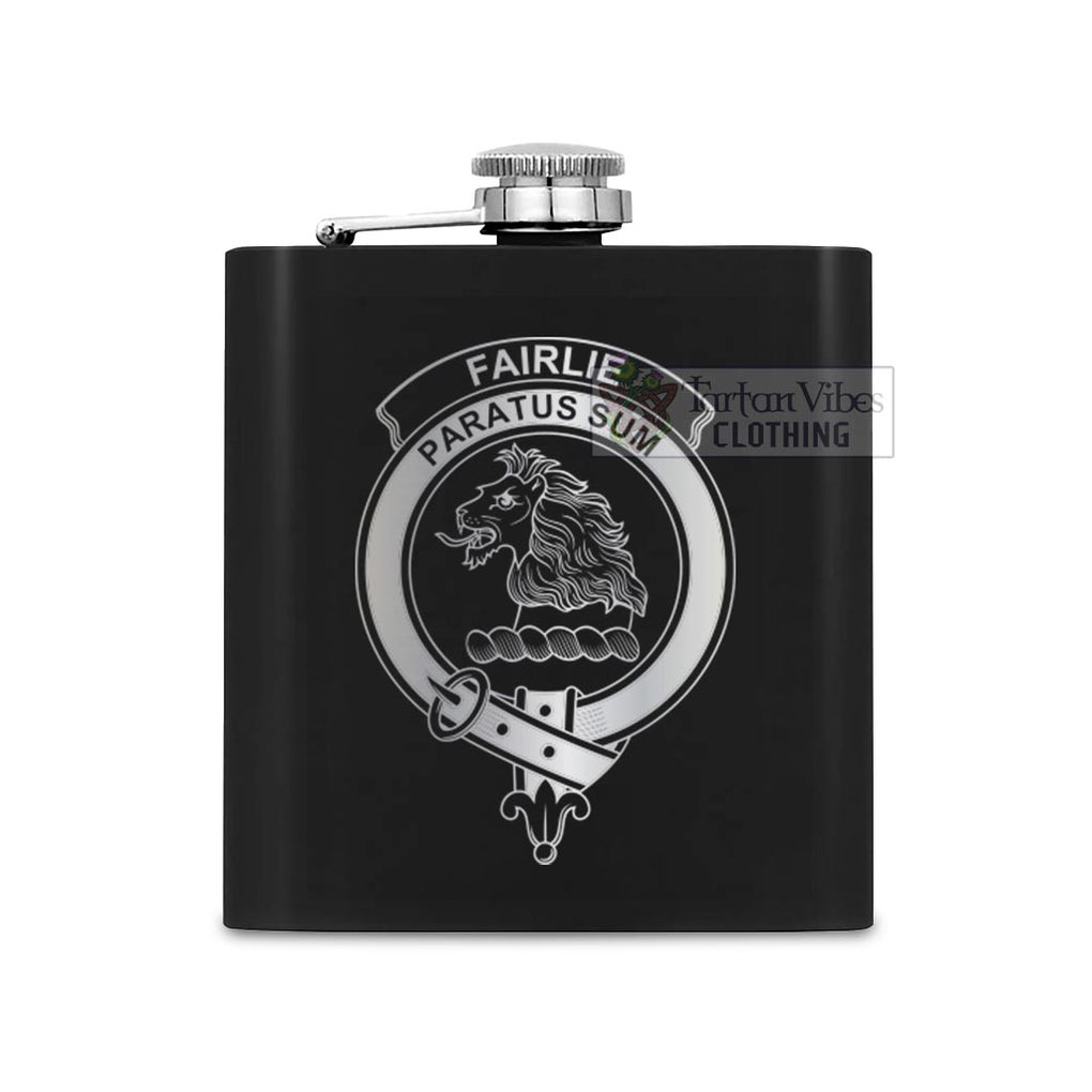 Tartan Vibes Clothing Fairlie Crest Hip Flask Set 7oz Black Stainless Steel with A Gift Box
