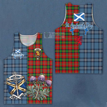 Tartan Vibes Clothing Fairlie Tartan Men's Tank Top Happy St. Andrew's Day Half Tartan Style