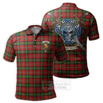 Tartan Vibes Clothing Fairlie Tartan Polo Shirt with Family Crest Celtic Skull Style