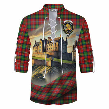 Fairlie Tartan Family Crest Ghillie Kilt Shirt with Scottish Ancient Castle Style