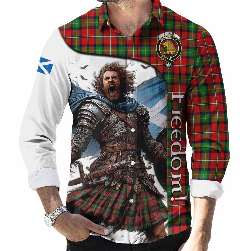 Tartan Vibes Clothing Fairlie Crest Tartan Long Sleeve Button Shirt Inspired by the Freedom of Scottish Warrior