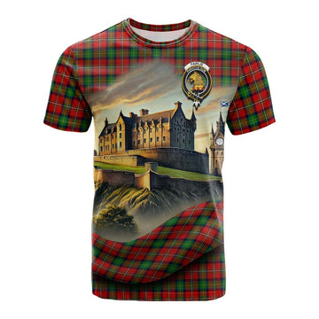Tartan Vibes Clothing Fairlie Tartan Family Crest Cotton T-shirt with Scottish Ancient Castle Style