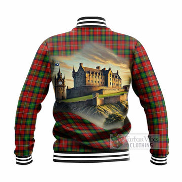 Tartan Vibes Clothing Fairlie Tartan Family Crest Baseball Jacket with Scottish Ancient Castle Style
