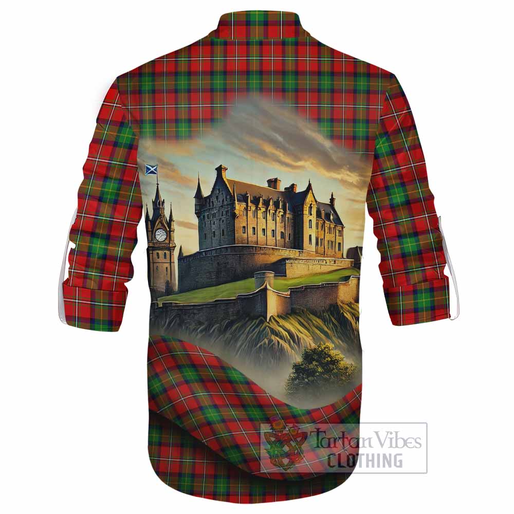 Tartan Vibes Clothing Fairlie Tartan Family Crest Ghillie Kilt Shirt with Scottish Ancient Castle Style
