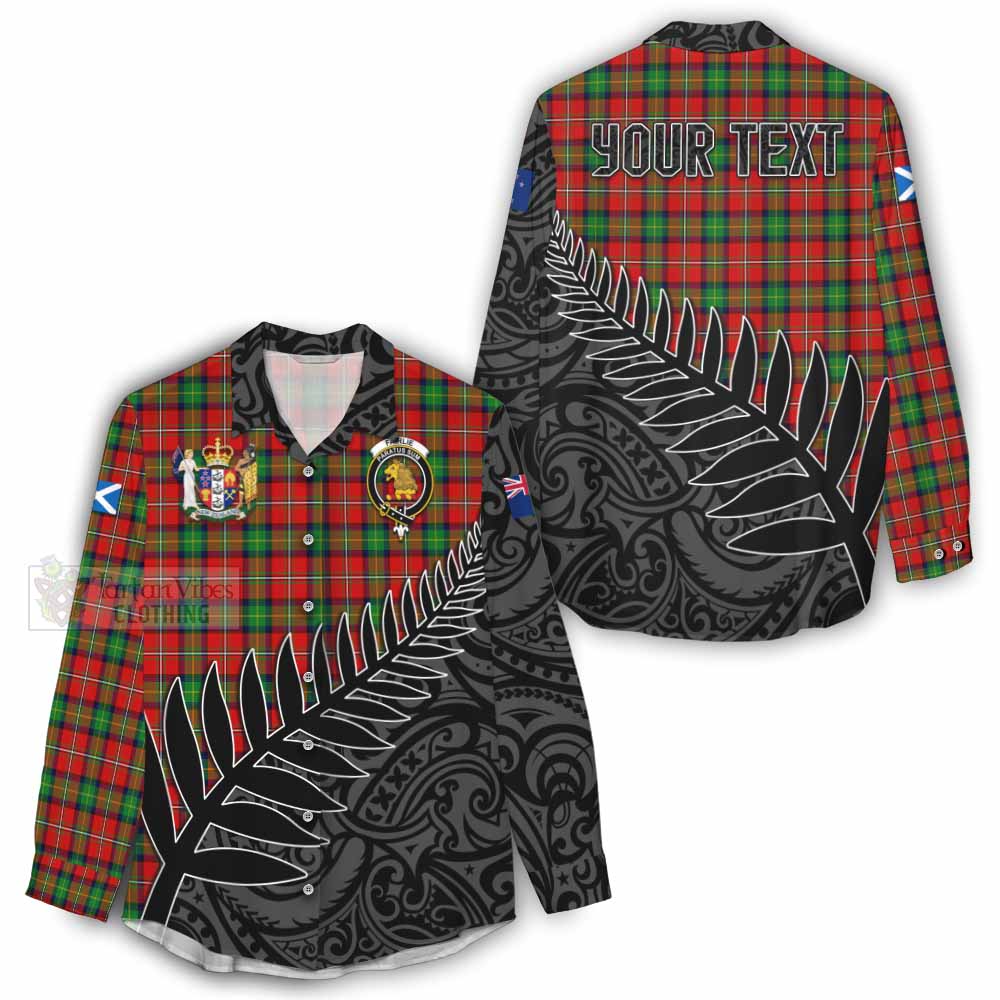 Tartan Vibes Clothing Fairlie Crest Tartan Women's Casual Shirt with New Zealand Silver Fern Half Style