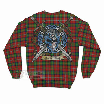 Tartan Vibes Clothing Fairlie Tartan Sweatshirt with Family Crest Celtic Skull Style