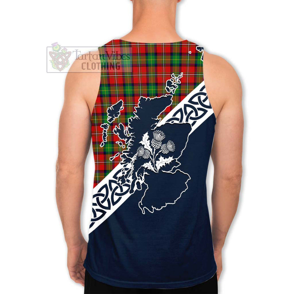 Tartan Vibes Clothing Fairlie Tartan Men's Tank Top Featuring Thistle and Scotland Map