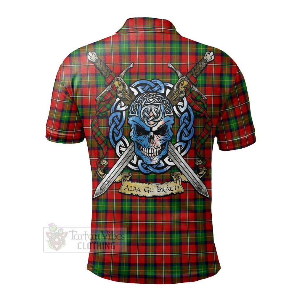 Fairlie Tartan Polo Shirt with Family Crest Celtic Skull Style - Tartan Vibes Clothing
