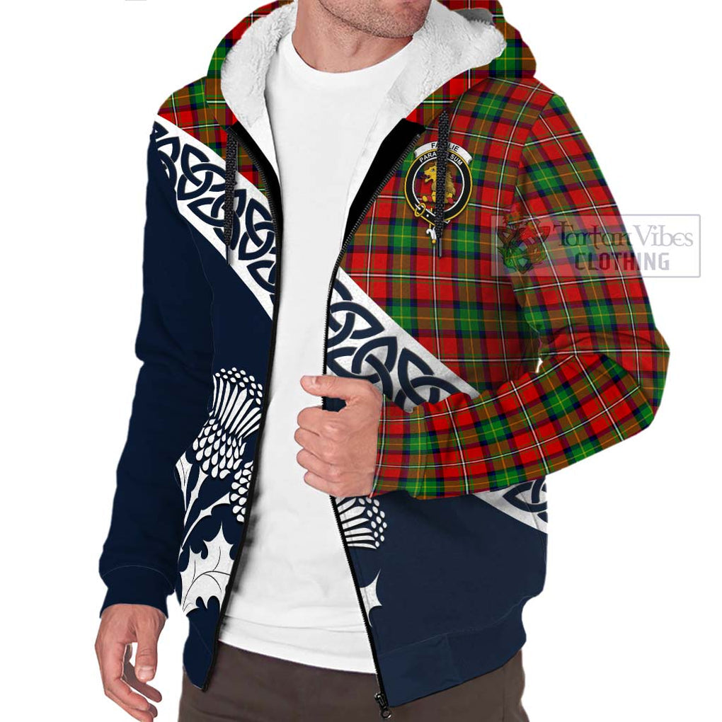 Tartan Vibes Clothing Fairlie Tartan Sherpa Hoodie Featuring Thistle and Scotland Map