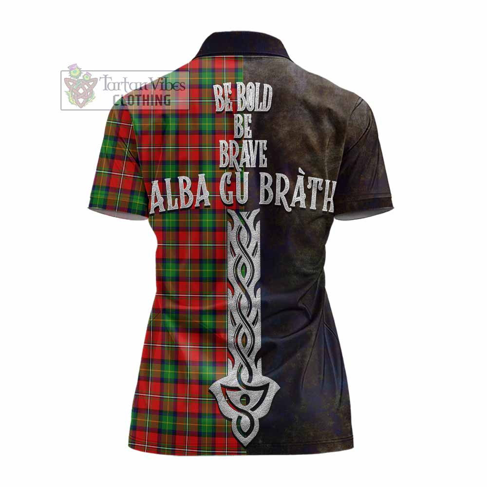 Tartan Vibes Clothing Fairlie Tartan Family Crest Women's Polo Shirt Alba Gu Brath Be Brave Lion Ancient Style