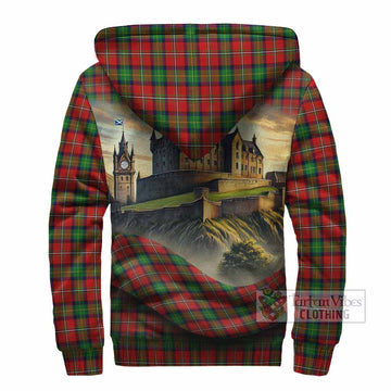 Fairlie Tartan Family Crest Sherpa Hoodie with Scottish Ancient Castle Style