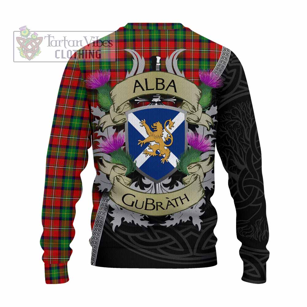 Tartan Vibes Clothing Fairlie Tartan Family Crest Knitted Sweater Lion Rampant Royal Thistle Shield Celtic Inspired