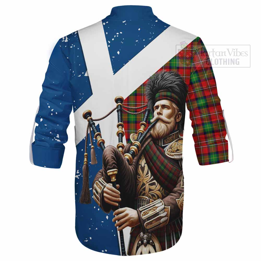 Tartan Vibes Clothing Fairlie Tartan Ghillie Kilt Shirt with Family Crest Scottish Bagpiper Vibes
