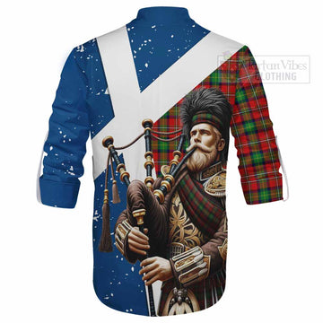 Tartan Vibes Clothing Fairlie Tartan Ghillie Kilt Shirt with Family Crest Scottish Bagpiper Vibes