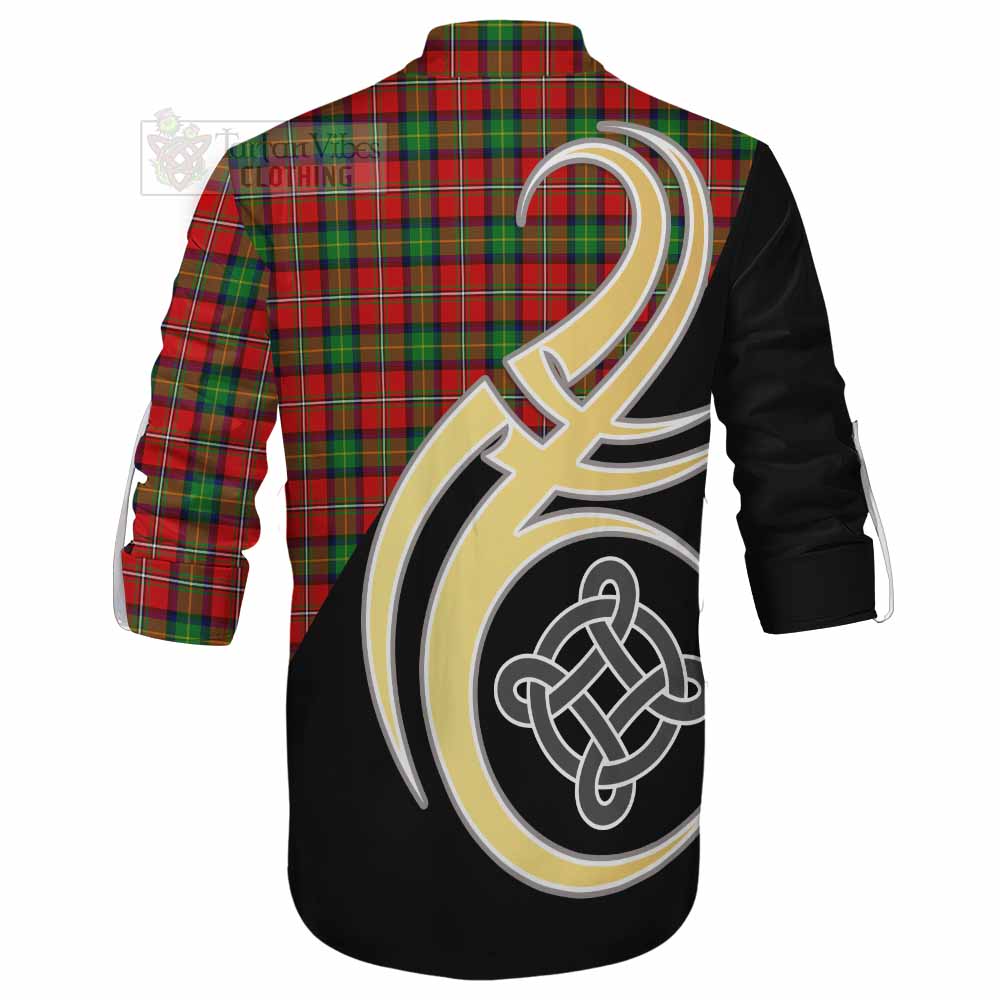 Tartan Vibes Clothing Fairlie Tartan Ghillie Kilt Shirt with Family Crest and Celtic Symbol Style