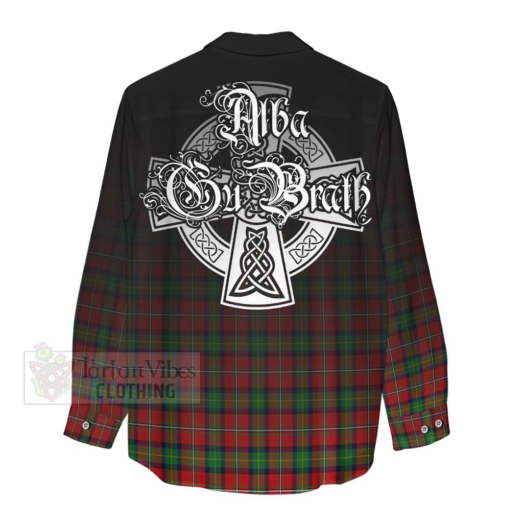 Tartan Vibes Clothing Fairlie Tartan Women's Casual Shirt Featuring Alba Gu Brath Family Crest Celtic Inspired