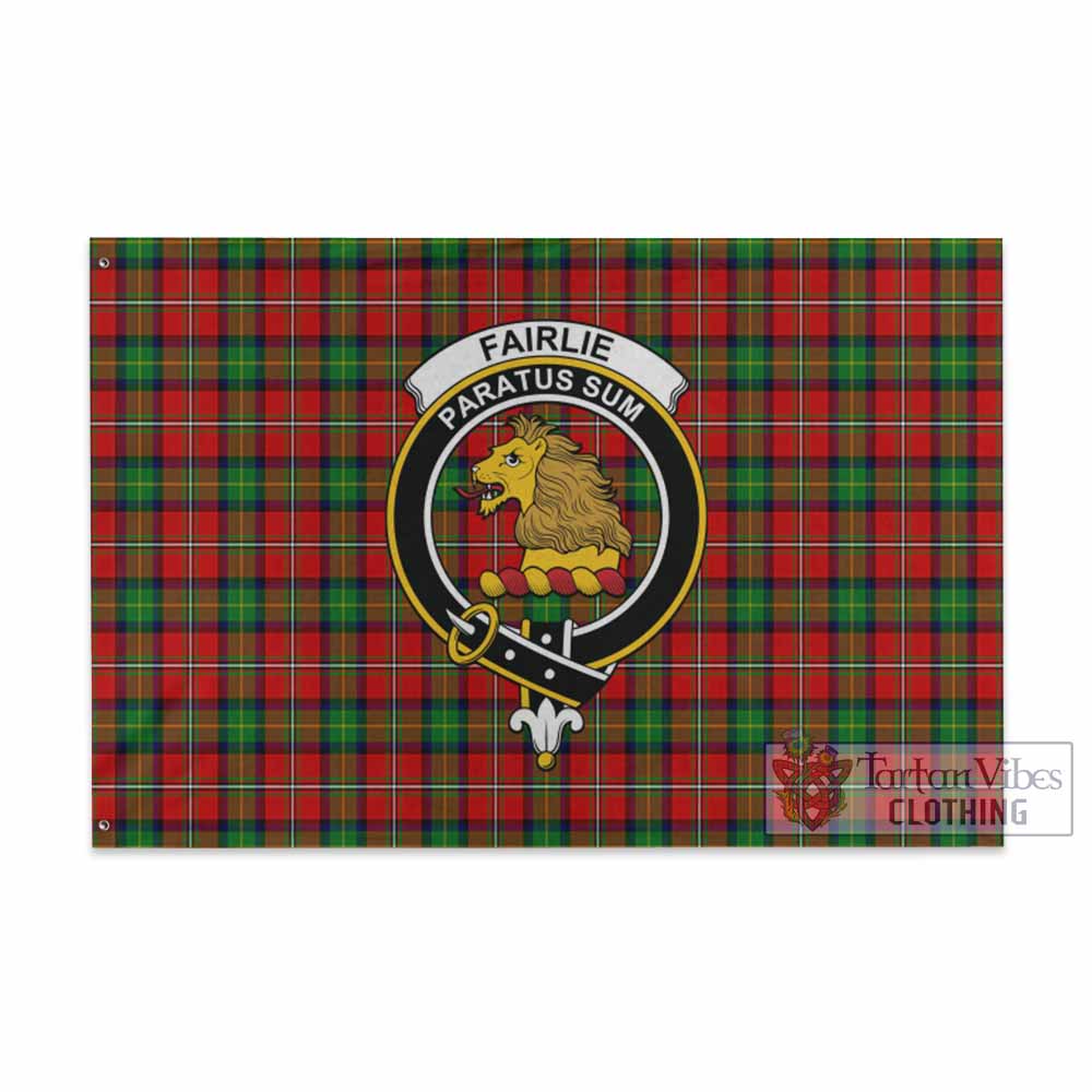 Tartan Vibes Clothing Fairlie Tartan House Flag with Family Crest