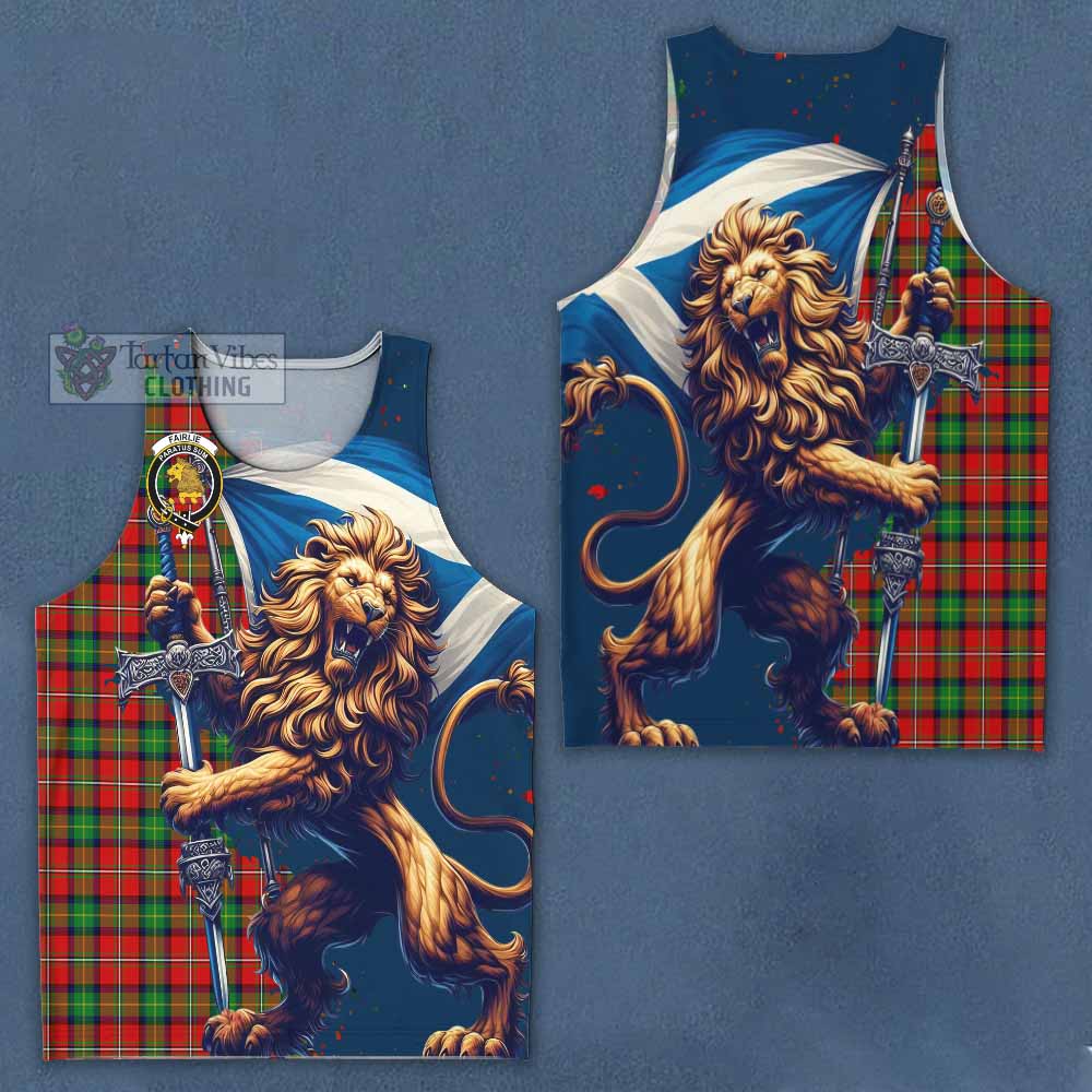 Tartan Vibes Clothing Fairlie Tartan Family Crest Men's Tank Top with Scottish Majestic Lion