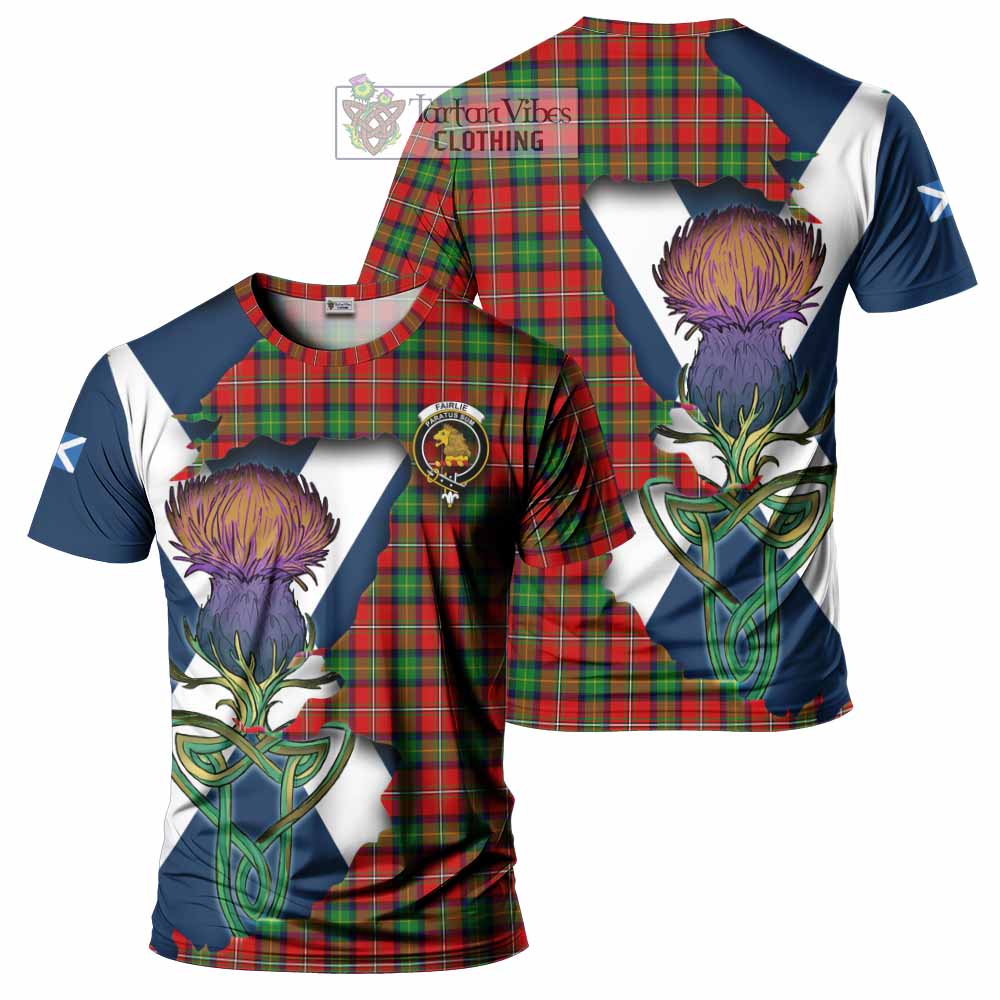 Tartan Vibes Clothing Fairlie Tartan Family Crest T-Shirt Scottish Thistle Celtic Inspired