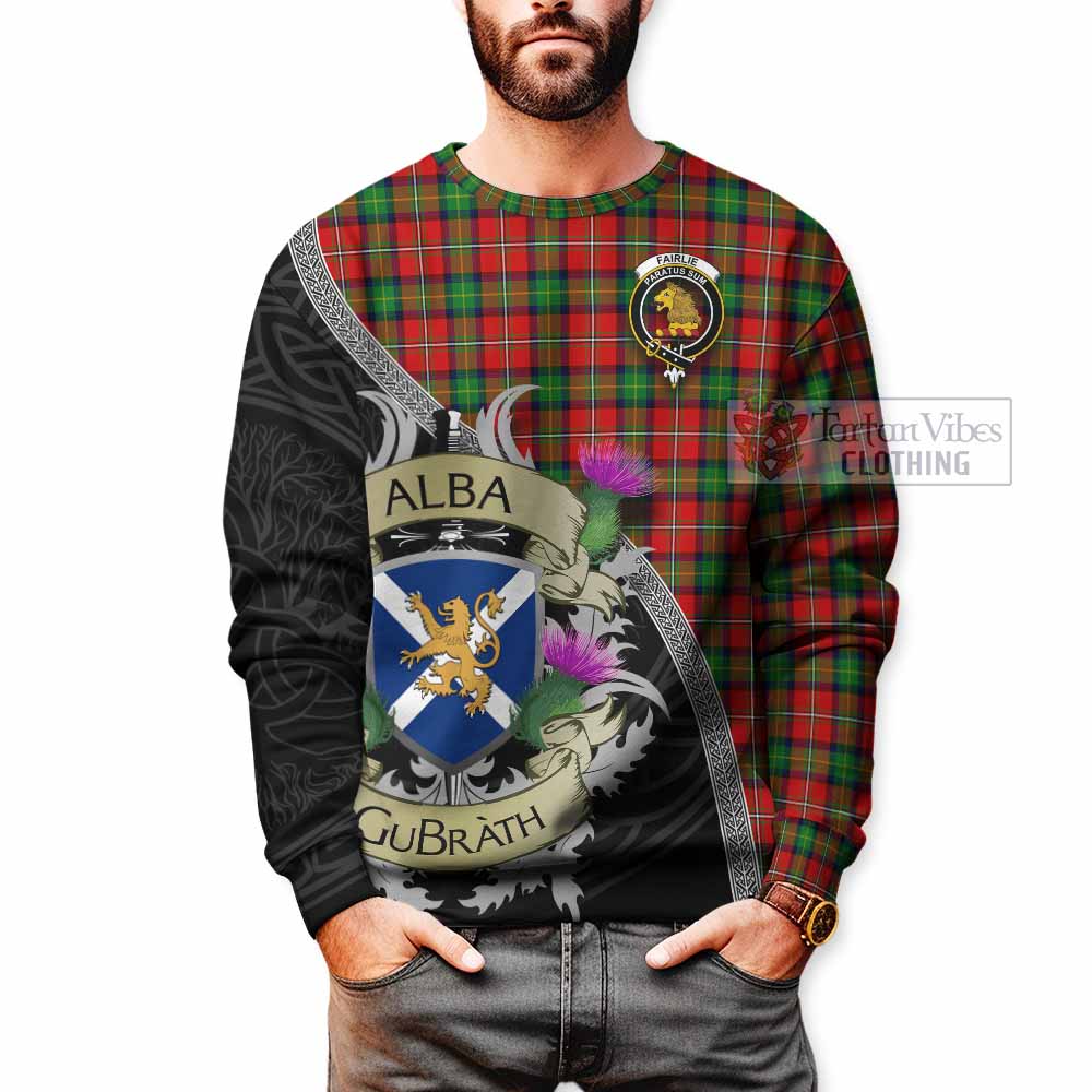 Tartan Vibes Clothing Fairlie Tartan Family Crest Sweatshirt Lion Rampant Royal Thistle Shield Celtic Inspired