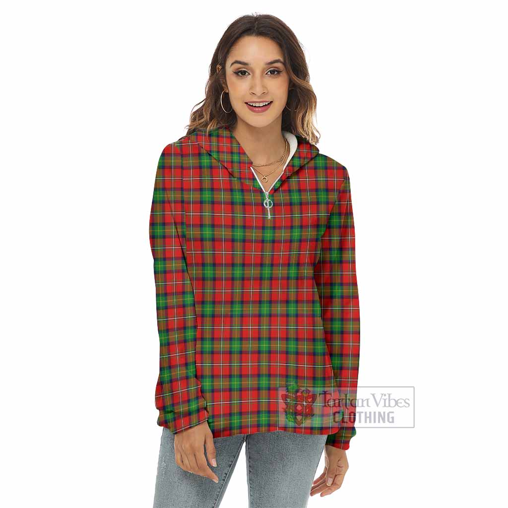 Tartan Vibes Clothing Fairlie Tartan Women's Borg  Half Zip Fleece Hoodie