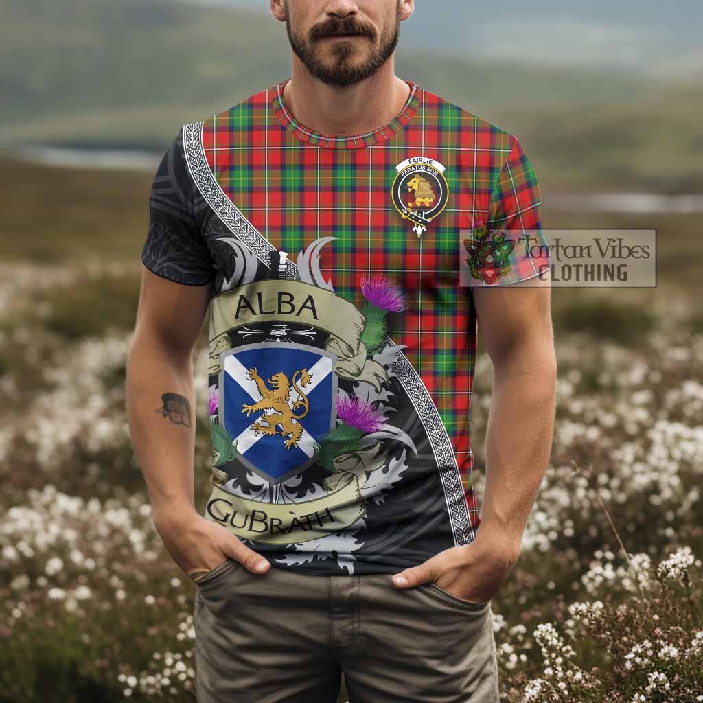 Tartan Vibes Clothing Fairlie Tartan Family Crest T-Shirt Lion Rampant Royal Thistle Shield Celtic Inspired