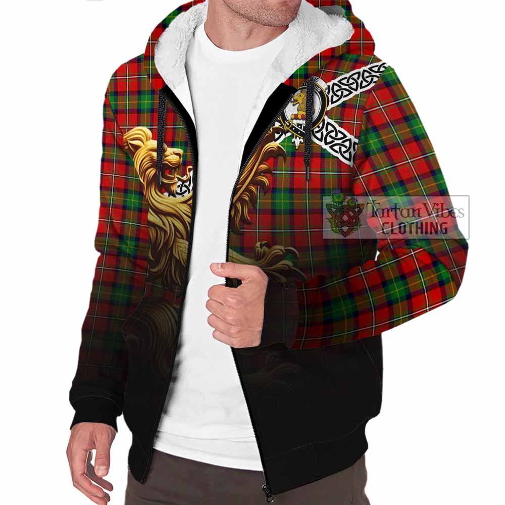 Tartan Vibes Clothing Fairlie Crest Tartan Sherpa Hoodie with Golden Lion Emblem Celtic Style