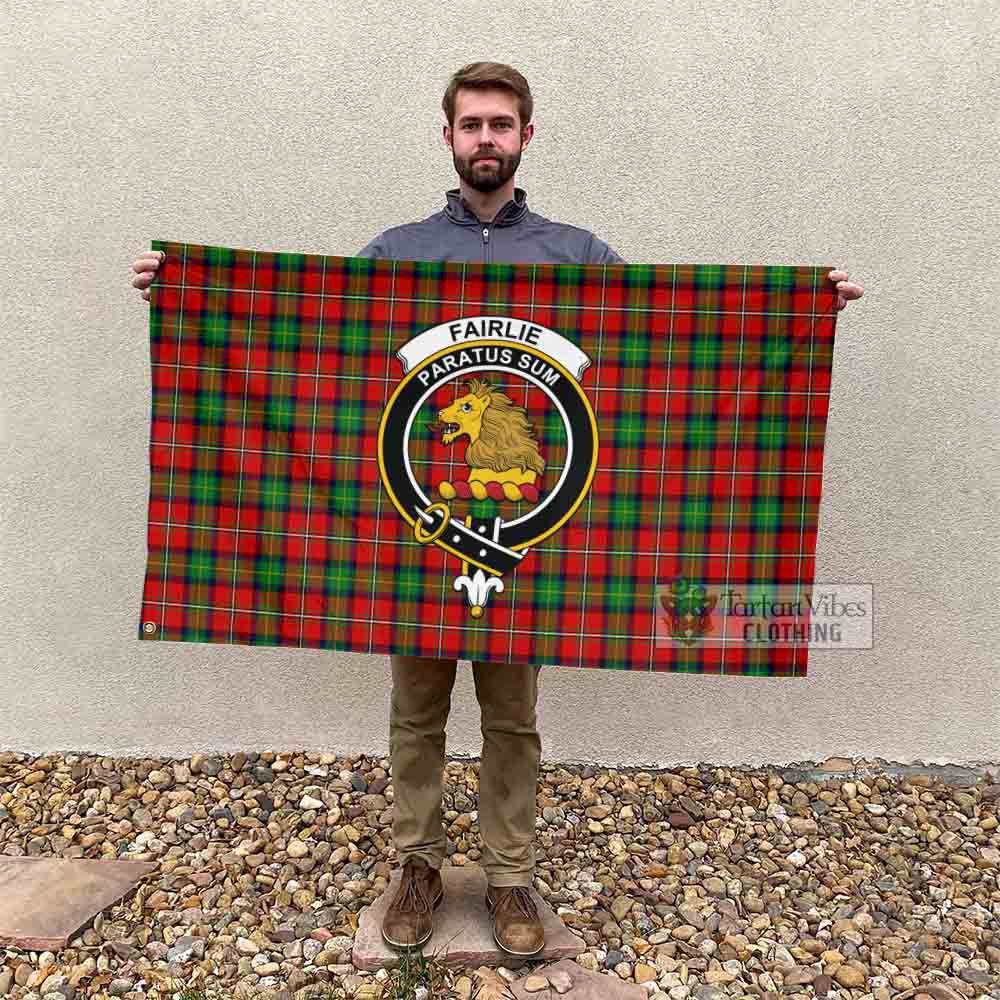 Tartan Vibes Clothing Fairlie Tartan House Flag with Family Crest
