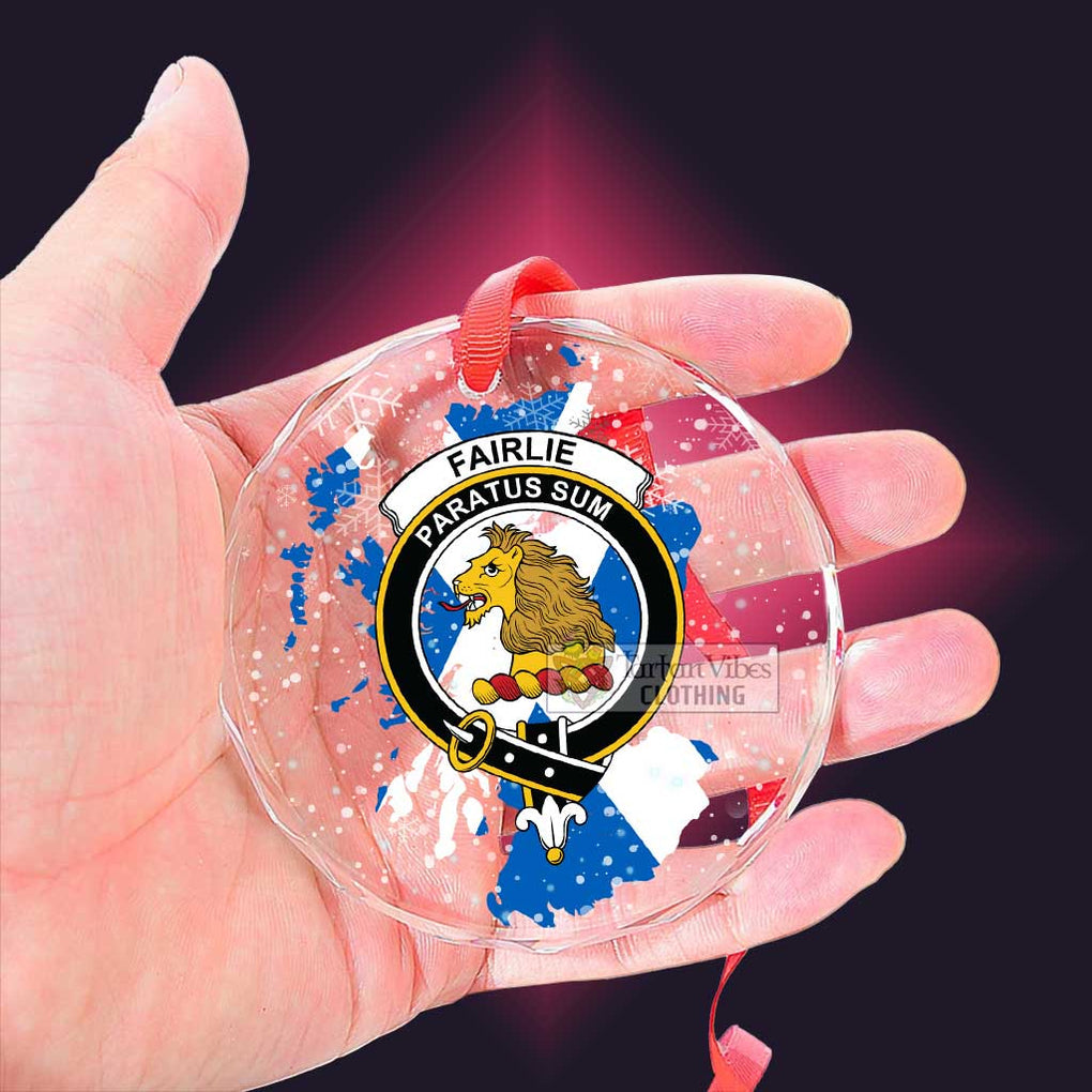 Tartan Vibes Clothing Fairlie Clan Crest Christmas Glass Ornament with Scotland Map