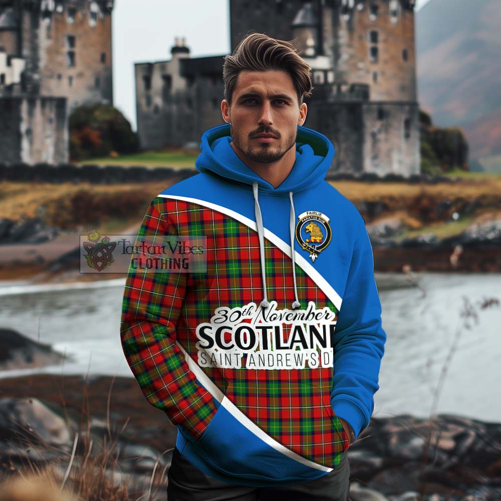 Tartan Vibes Clothing Fairlie Family Crest Tartan Cotton Hoodie Celebrate Saint Andrew's Day in Style