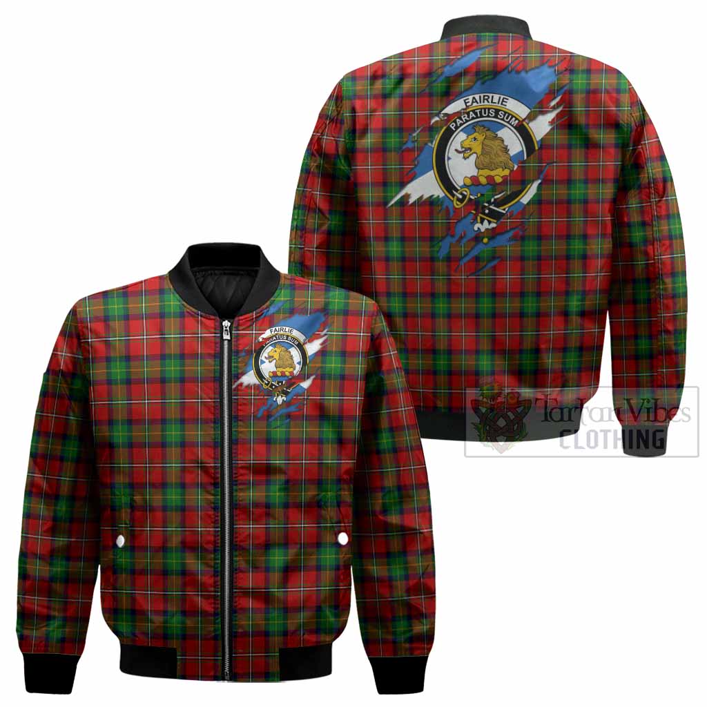 Fairlie Clan Crest In Me Tartan Bomber Jacket Scotland Flag Style
